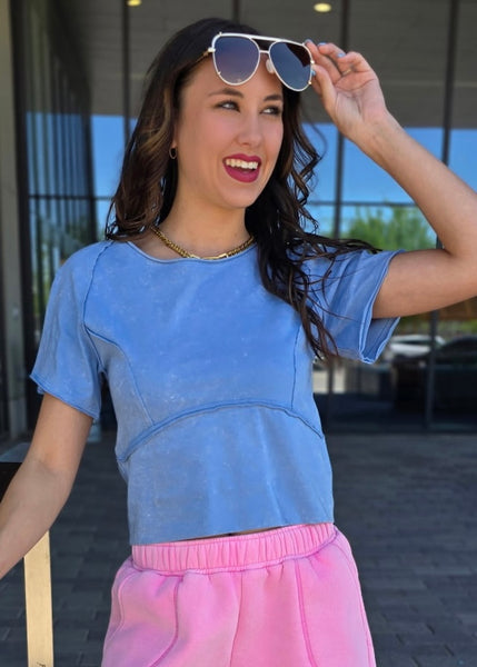 Mindful Decision Blue Mineral Washed Top