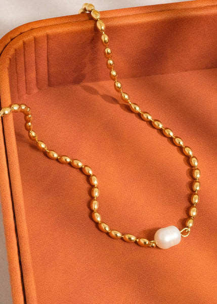 Vigne 18K Gold Non-Tarnish Pearl Ball Chain Necklace