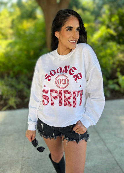 OU Sooners Spirit White Thrifted Sweatshirt