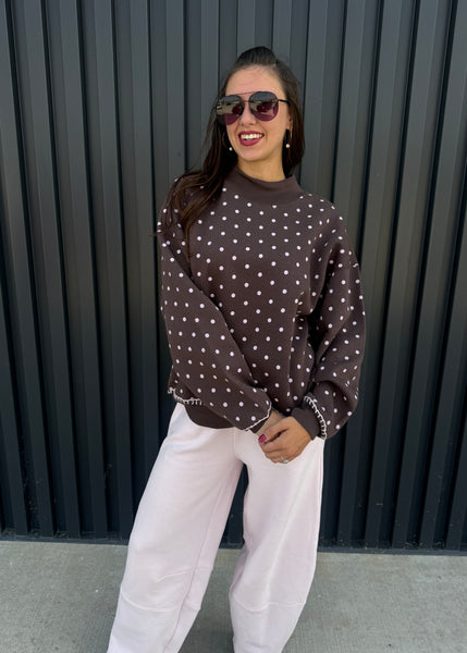On The Go Polka Dot Mock Neck Sweatshirt