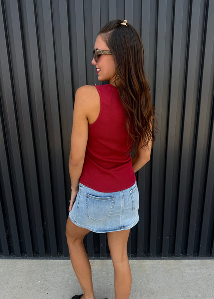 To Be Happy Burgundy Stud Tank