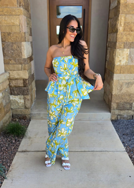 Vacation Life Strapless Top & Pant Set