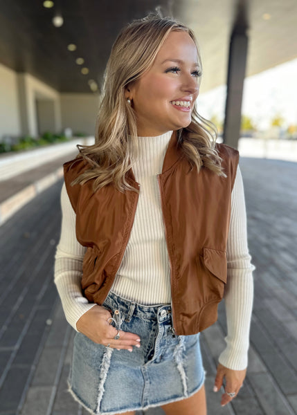 Never Failing Mocha Bomber Vest