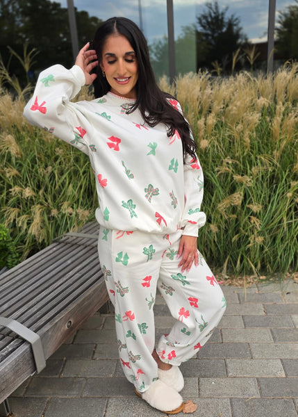 Comfort Of The Holidays Multi Bow Sweatshirt