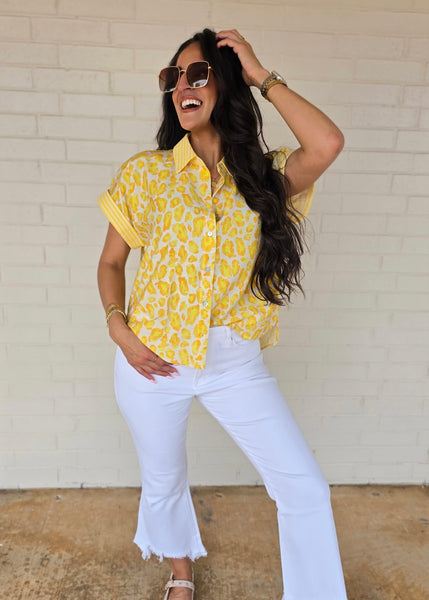 A Crazy Feeling Yellow Leopard Print Top