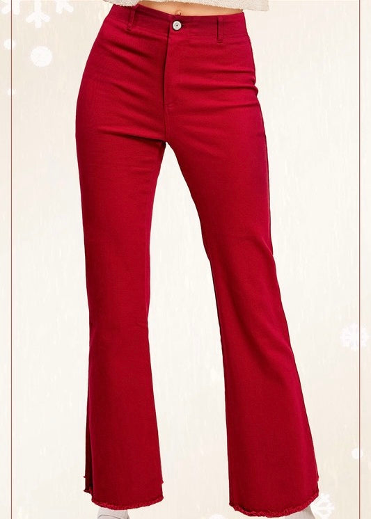 Live and Let Love High Waisted Red Flared Pants - XL