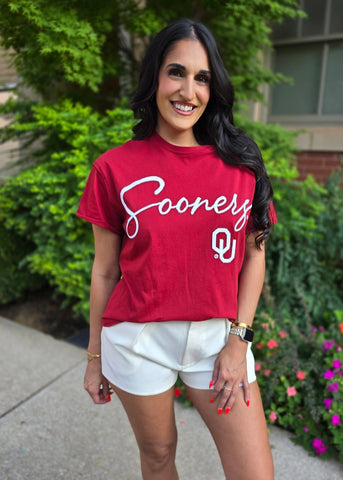 OU Sooners Chainstitch Crimson Stadium Tee