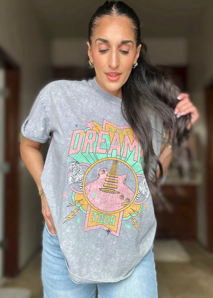 Dreamer Rock N Roll Tour Grey Graphic Tee