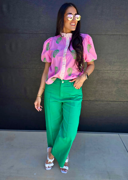 Summer Evenings Green Wide Leg Denim