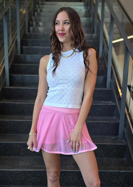 Have Your Moment Pink Mesh Skort