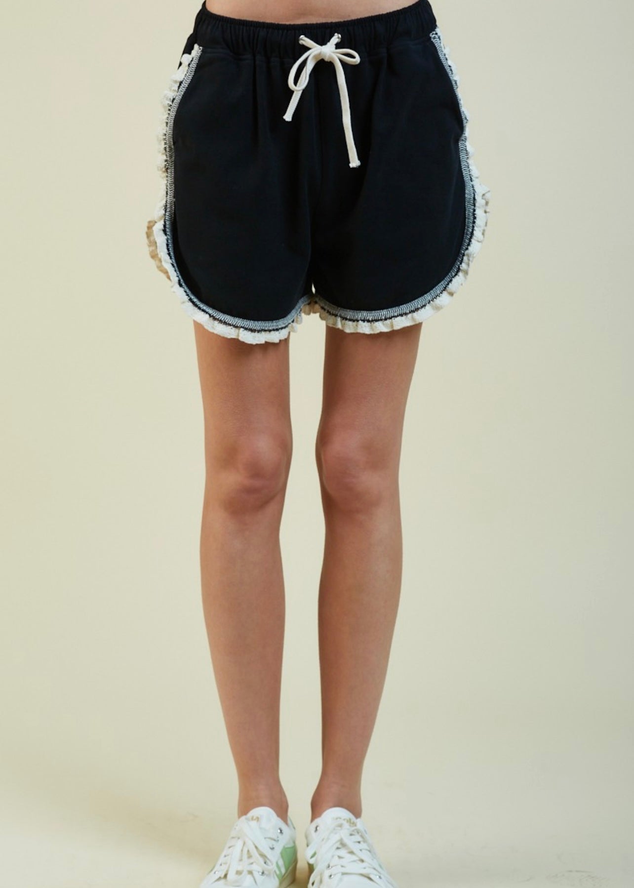 Classic Contrast Black Knit Shorts