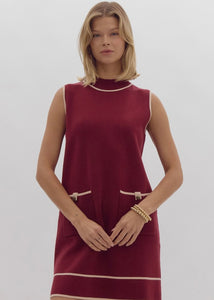 Forever Fabulous Merlot Sleeveless Sweater Dress