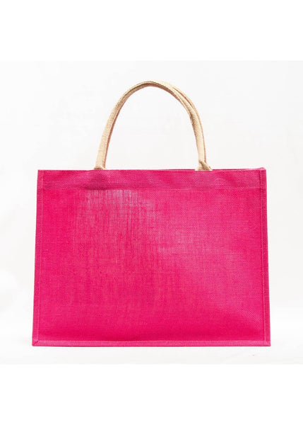 Jute Pocket Tote   Magenta   19x14x7.5