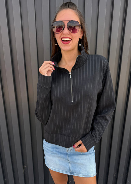 I Don't Blame You Black Half Zip Pullover