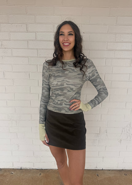 Seeing Stripes Camo Long Sleeve Top
