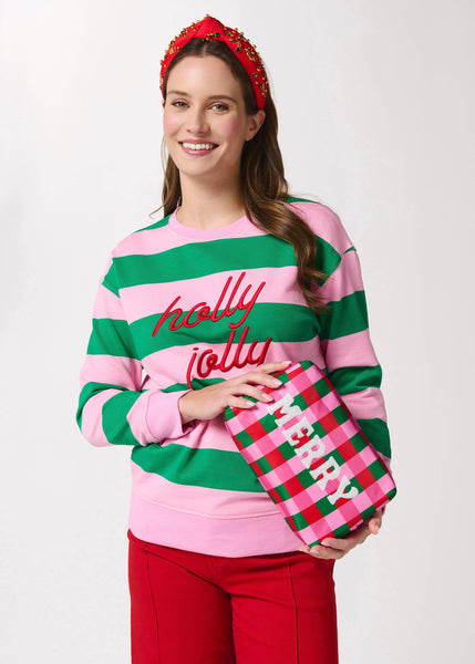CARA CHECKERED "MERRY" ZIP POUCH