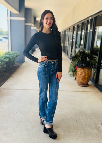 Underneath It All Basic Black Long Sleeve Top