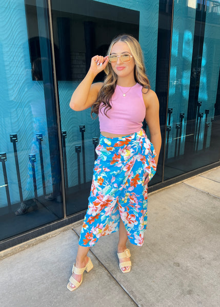 Just Dreaming Blue Floral Midi Skirt