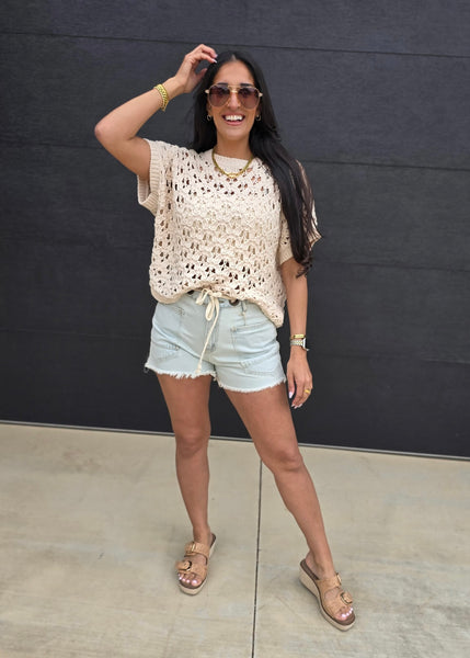 Blair Denim Shorts With Tie Belt