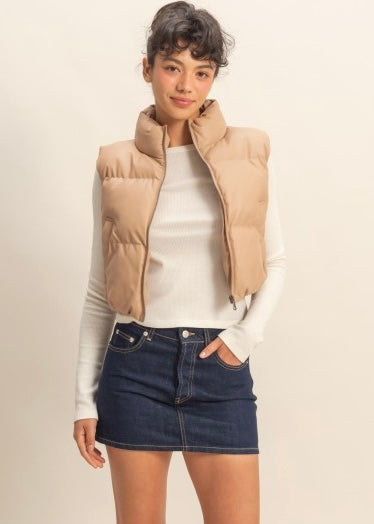 Connected Success Taupe Puffer Vest