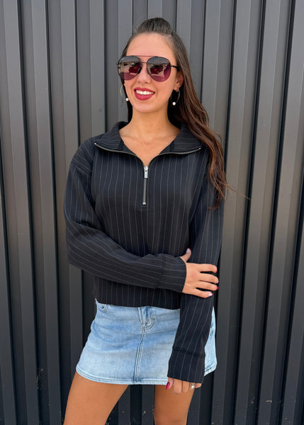 I Don't Blame You Black Half Zip Pullover