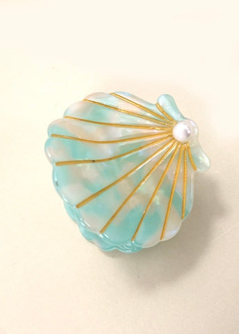 Seashell Mint Hair Claw Clips