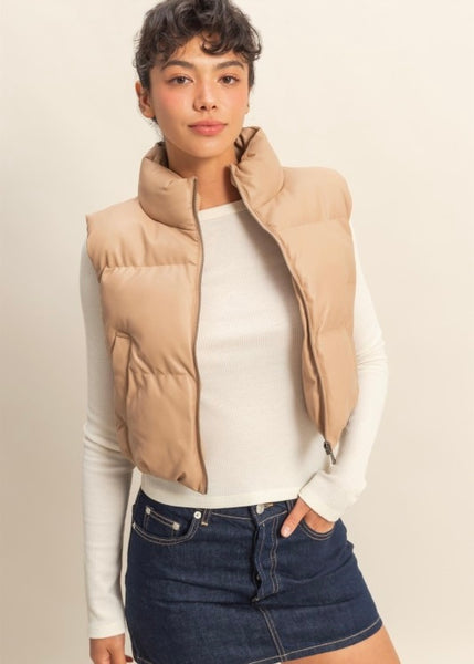 Connected Success Taupe Puffer Vest