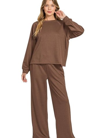 All In Comfort Brown Scuba 2 Pc Set
