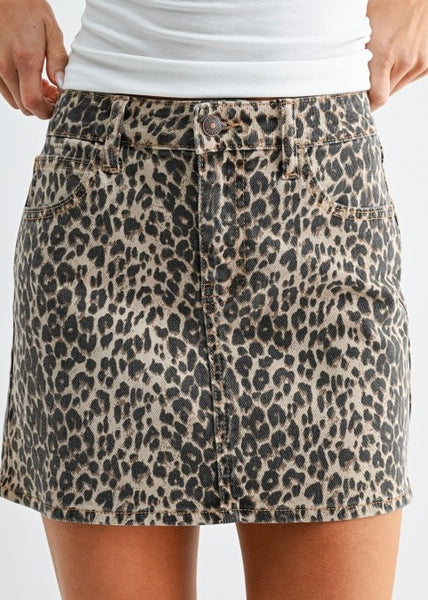 The Chase Leopard Micro Denim Skirt