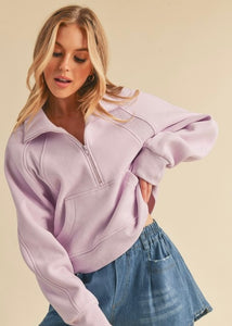 The Scuba Half Zip Sweatshirt - Lavender