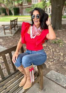 Game Day Bandana Scarf - Crimson Ombre Striped