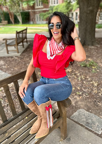 Game Day Bandana Scarf - Crimson Ombre Striped