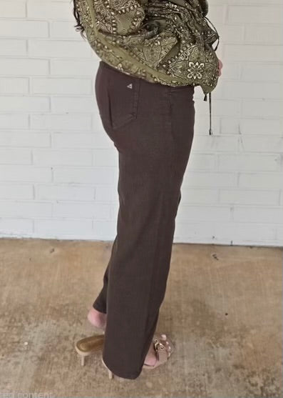 Dylan Mocha Contrast Straight Leg Denim
