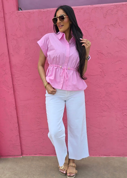 Summer Love Pink Tie Waist Top