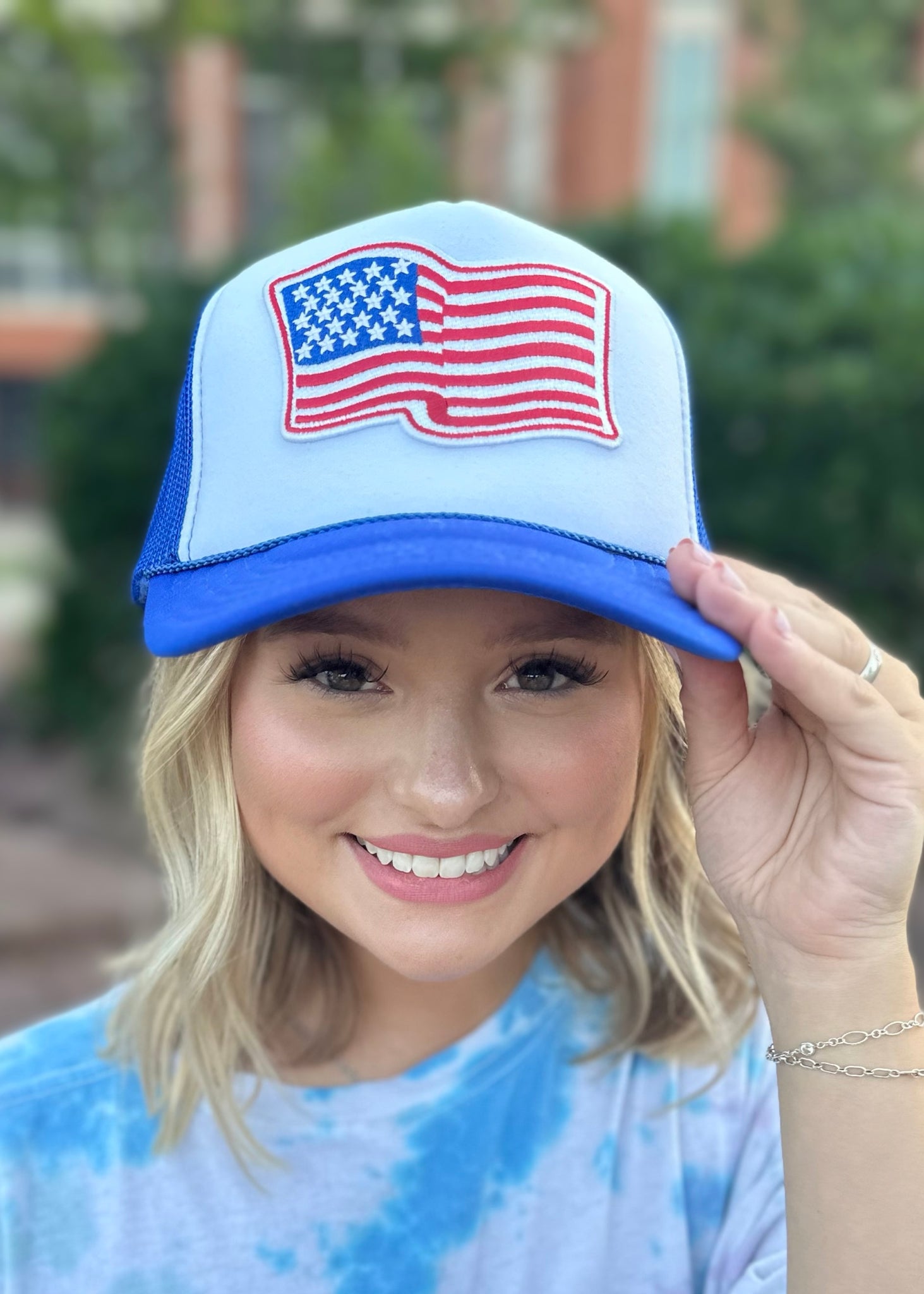 American Flag Blue Trucker Hat