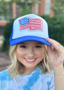 American Flag Blue Trucker Hat