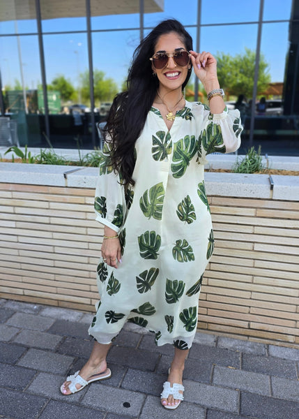 Tropical Breeze Cream Maxi Dress