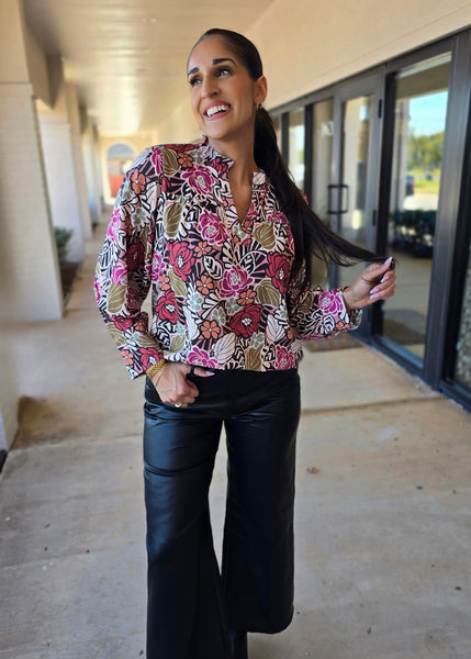 Fall Floral Fun Long Sleeve Blouse