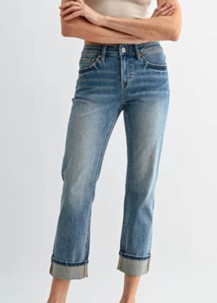 Fiona Mid Rise Cropped Cuffed Denim