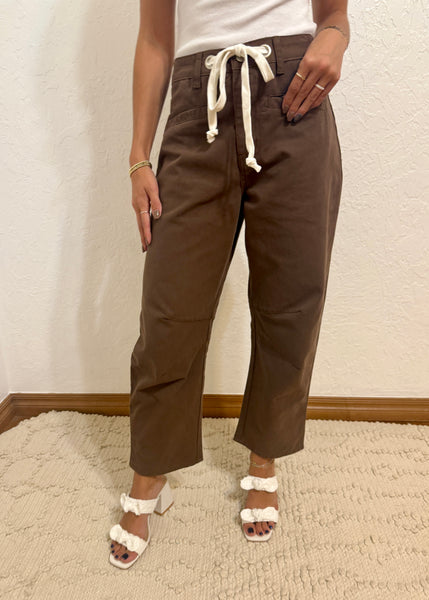 Let It Be Brown Barrel Jeans