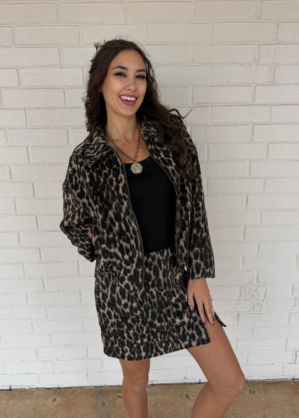 It's All About Me Leopard Print Zip Up Jacket