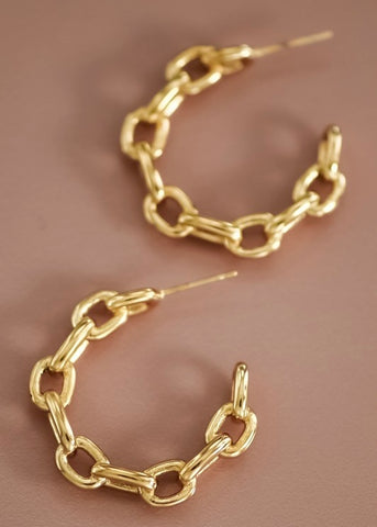 Gold Chain Link Hoop Earrings