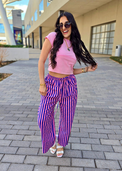 More Passion Blue/Pink Striped Pants