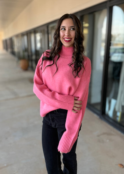 Morning Sunrise Pink Mock Neck Sweater