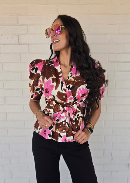 On The Bright Side Pink & Brown Floral