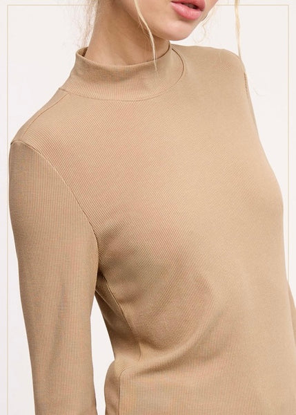 Layering Love Taupe Ribbed Long Sleeve Top