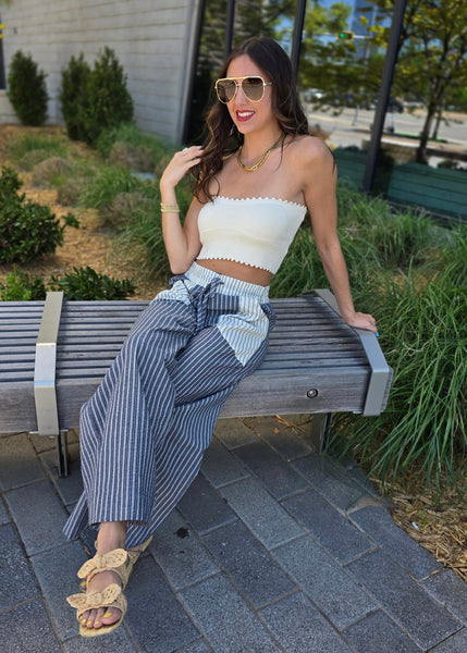 By The Boardwalk Navy Striped Pants