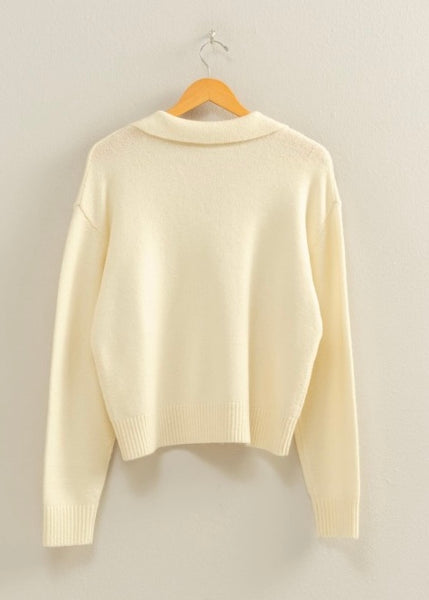 My Motives Cream V Neck Sweater