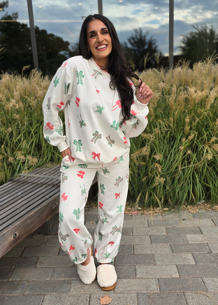 Comfort Of The Holidays Multi Bow Sweatshirt