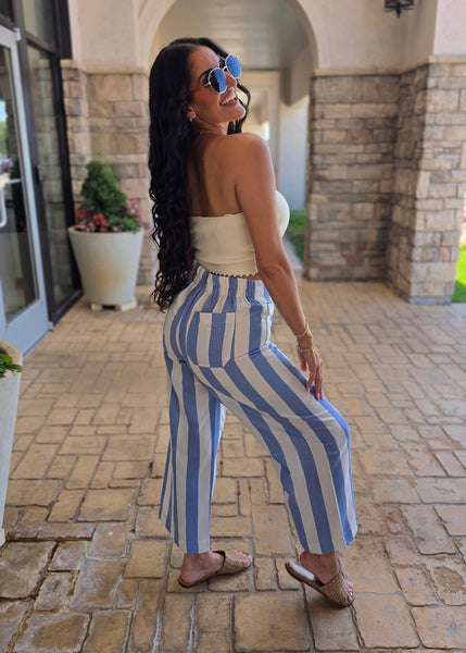 All That Is Needed Blue Striped Pants